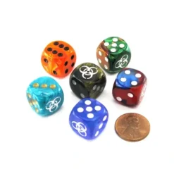 Dice>Pack of 6 Custom Engraved 16mm D6 Assorted Style Funny Meme Dice - Biohazard - Your Source for Gaming Essentials