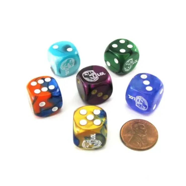 Dice>Pack of 6 Custom Engraved 16mm D6 Assorted Style Funny Meme Dice - LOL Face - Your Source for Gaming Essentials