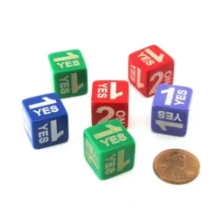 Dice>Pack of 6 Custom Engraved Yes and No Dice - 3 'Yes' and 3 'No' (Colors Vary) - Your Source for Gaming Essentials
