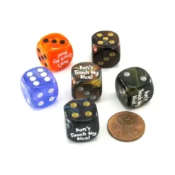 Dice>Pack of 6 Custom 16mm D6 Assorted Style Funny Meme Dice - Don't Touch My Dice! - Your Source for Gaming Essentials