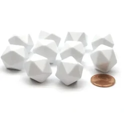 Dice>Pack of 10 D20 Blank Standard Sized Dice - White - Your Source for Gaming Essentials