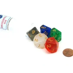 Dice>Pack of D10 Countdown 20mm Transparent Dice (1 to 10) - Choose Your Color - Your Source for Gaming Essentials