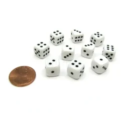 Dice>Pack of 10 Deluxe Round Edge Small 10mm Opaque D6 Dice - White - Your Source for Gaming Essentials