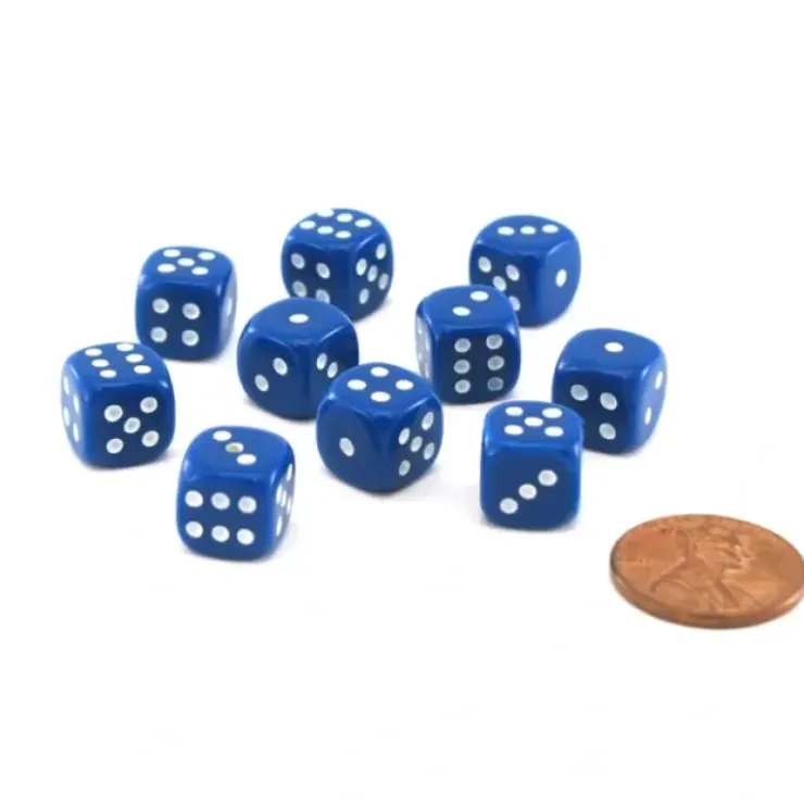 Dice>Pack of 10 Deluxe Round Edge Small 10mm Opaque D6 Dice - Blue - Your Source for Gaming Essentials