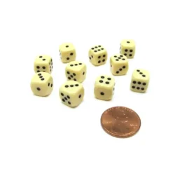 Dice>Pack of 10 Deluxe Round Edge Small 10mm Opaque D6 Dice - Ivory - Your Source for Gaming Essentials