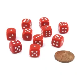 Dice>Pack of 10 Deluxe Round Edge Small 10mm Opaque D6 Dice - Red - Your Source for Gaming Essentials