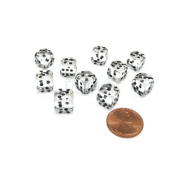 Dice>Pack of 10 Deluxe Round Edge Small 10mm Transparent D6 Dice - Clear - Your Source for Gaming Essentials