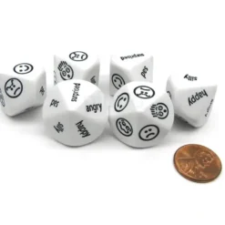 Dice>Pack of 6 D10 Expressions Dice - Angry Surprised Sad Silly Happy Faces and Words - Your Source for Gaming Essentials