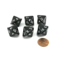 Dice>Pack of 6 D16 Koplow Games 16 Sided 20mm Opaque Dice - Black - Your Source for Gaming Essentials