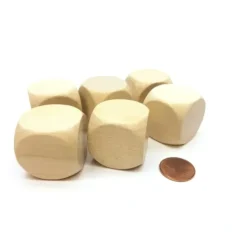 Dice>Pack of 6 D6 Large Jumbo 30mm Rounded Blank Wooden Dice - 'Light' Wood - Your Source for Gaming Essentials