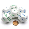 Dice>Pack of 6 D12 Large 28mm Place Value White Dice - 3 Green and 3 Blue Etches - Your Source for Gaming Essentials