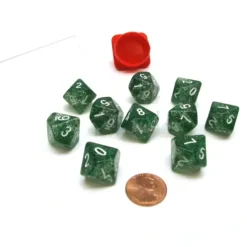 Dice>Pack of 10 D10 16mm Koplow Games Glitter Dice - Green - Your Source for Gaming Essentials