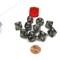 Dice>Pack of 10 D10 16mm Koplow Games Glitter Dice - Black - Your Source for Gaming Essentials