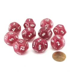 Dice>Pack of 10 D12 20mm Koplow Games Glitter Dice - Purple - Your Source for Gaming Essentials