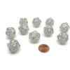 Dice>Pack of 10 D20 20mm Koplow Games Glitter Dice - Clear - Your Source for Gaming Essentials
