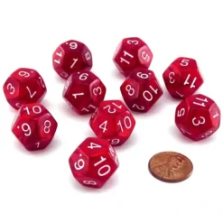 Dice>Pack of 10 D12 18mm Koplow Games Pearl Dice - Red - Your Source for Gaming Essentials