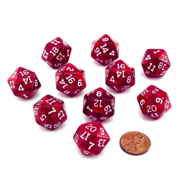 Dice>Pack of 10 D20 20mm Koplow Games Pearl Dice - Red - Your Source for Gaming Essentials