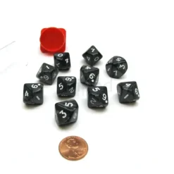 Dice>Pack of 10 D10 16mm Koplow Games Pearl Dice - Charcoal - Your Source for Gaming Essentials
