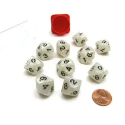 Dice>Pack of 10 D10 16mm Koplow Games Pearl Dice - Gray - Your Source for Gaming Essentials
