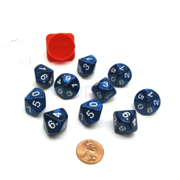 Dice>Pack of 10 D10 16mm Koplow Games Pearl Dice - Navy - Your Source for Gaming Essentials
