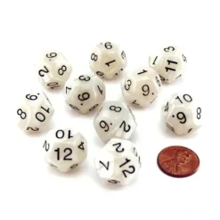 Dice>Pack of 10 D12 18mm Koplow Games Pearl Dice - Gray - Your Source for Gaming Essentials