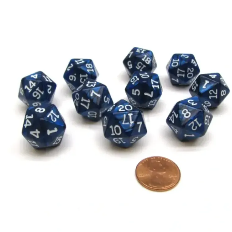 Dice>Pack of 10 D20 20mm Koplow Games Pearl Dice - Navy - Your Source for Gaming Essentials