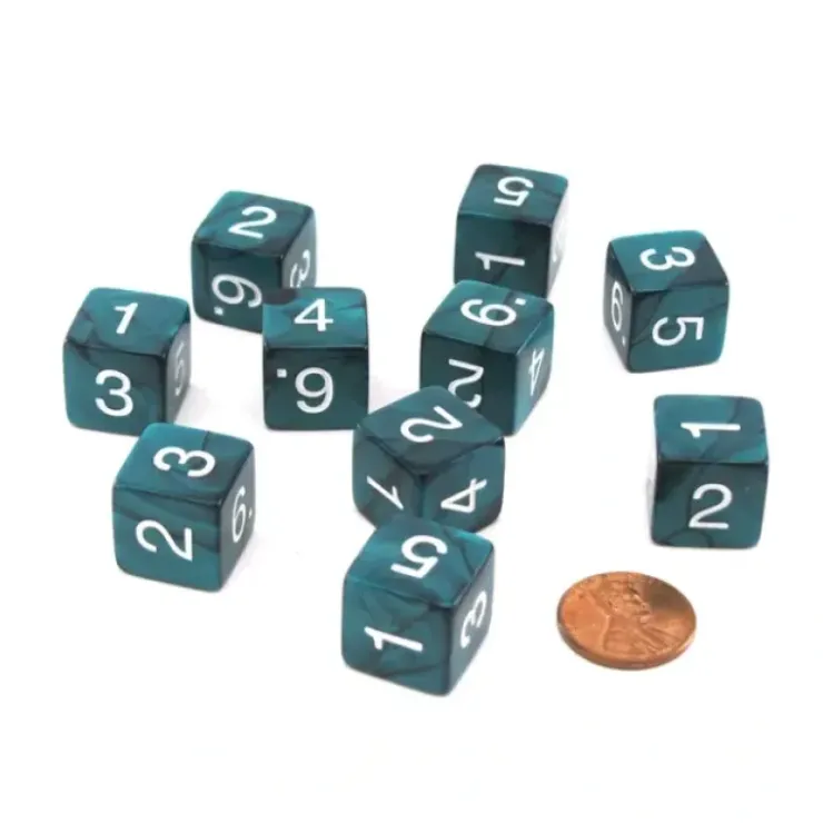 Dice>Pack of 10 D6 16mm Koplow Games Pearl Numbered Dice - Emerald - Your Source for Gaming Essentials