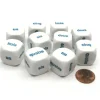 Dice>Pack of 10 D6 20mm Numbered 1 to 6 French Word Dice - White with Blue Words - Your Source for Gaming Essentials