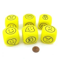 Dice>Pack of 6 D6 40mm Rounded Expressions Foam Dice - Yellow with Black - Your Source for Gaming Essentials