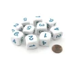 Dice>Pack of 10 D6 20mm Round Opaque Numbered 1 to 6 Dice - White with Blue Numbers - Your Source for Gaming Essentials