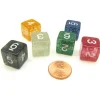 Dice>Pack of 6 D6 Number Glitter Dice - Black, Blue, Clear, Green, Purple, Yellow - Your Source for Gaming Essentials