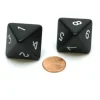 Dice>Pack of 2 D8 Opaque Jumbo Dice - Black with White Numbers - Your Source for Gaming Essentials