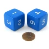 Dice>Pack of 2 D6 Opaque Jumbo Dice - Blue with White Numbers - Your Source for Gaming Essentials