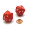 Dice>Pack of 2 D20 Opaque 29mm Jumbo Dice - Red with White Numbers - Your Source for Gaming Essentials