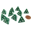Dice>Pack of 10 D4 Opaque 4 Sided Dice - Green with White Numbers - Your Source for Gaming Essentials