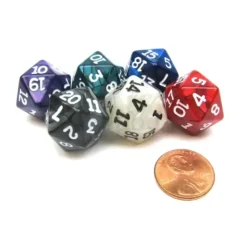 Dice>Pack of 6 D20 Pearl Dice - Charcoal, Emerald, Gray, Navy, Purple, Red - Your Source for Gaming Essentials