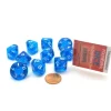 Dice>Pack of 10 D10 Transparent Dice in Display Case - Blue with White Numbers - Your Source for Gaming Essentials