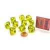 Dice>Pack of 10 D10 Transparent Dice in Display Case - Yellow with Black Numbers - Your Source for Gaming Essentials