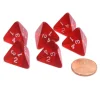 Dice>Pack of 6 D4 Transparent Dice - Red with White Numbers - Your Source for Gaming Essentials