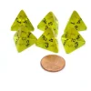 Dice>Pack of 6 D4 Transparent Dice - Yellow with Black Numbers - Your Source for Gaming Essentials