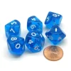 Dice>Pack of 6 D10 Transparent 10-Sided Dice - Blue with White Numbers - Your Source for Gaming Essentials