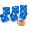 Dice>Pack of 6 D8 Transparent 8-Sided Dice - Blue with White Numbers - Your Source for Gaming Essentials