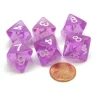 Dice>Pack of 6 D8 Transparent 8-Sided Dice - Purple with White Numbers - Your Source for Gaming Essentials