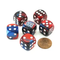 Dice>Pack of 6 Gemini Axis and Allies 16mm D6 United Kingdom Dice - Blue-Red w White - Your Source for Gaming Essentials