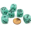Dice>Pack of 6 Heart Cirrus 16mm D6 Chessex Dice - Green with Black Pips - Your Source for Gaming Essentials