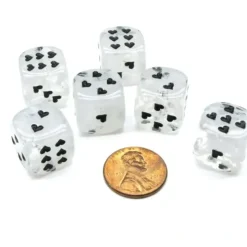 Dice>Pack of 6 Heart Cirrus 16mm D6 Chessex Dice - White with Black Pips - Your Source for Gaming Essentials