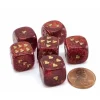 Dice>Pack of 6 Heart Dice, Glitter 16mm D6 Dice - Ruby Red with Gold Hearts - Your Source for Gaming Essentials