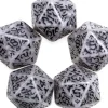 Dice>Pack of 5 Jumbo D20 Battle-Scarred RPG Dice - Clear with Black Etches - Your Source for Gaming Essentials