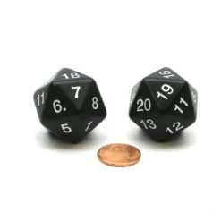 Dice>Pack of 2 Large 30mm Countdown D20 Dice - Black with White - Your Source for Gaming Essentials