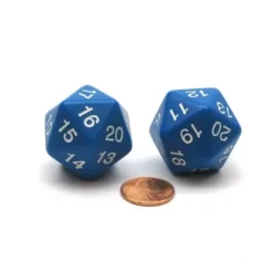 Dice>Pack of 2 Large 30mm Countdown D20 Dice - Blue with White - Your Source for Gaming Essentials